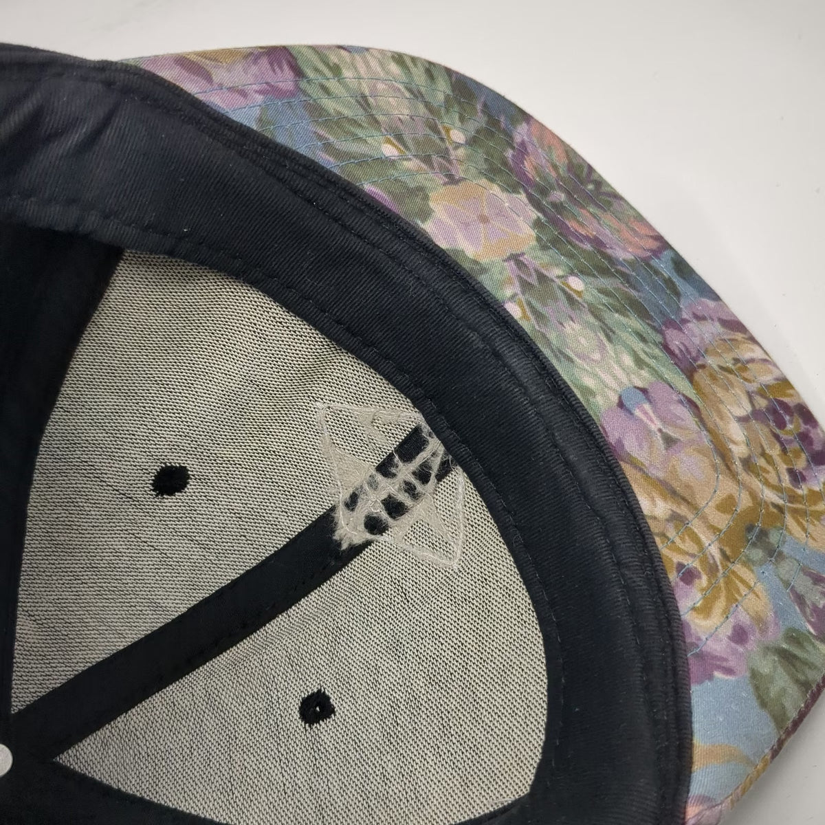 Lira Snapback Black One Size Floral Brim Diamond Patch Graphic Adjustable Hat