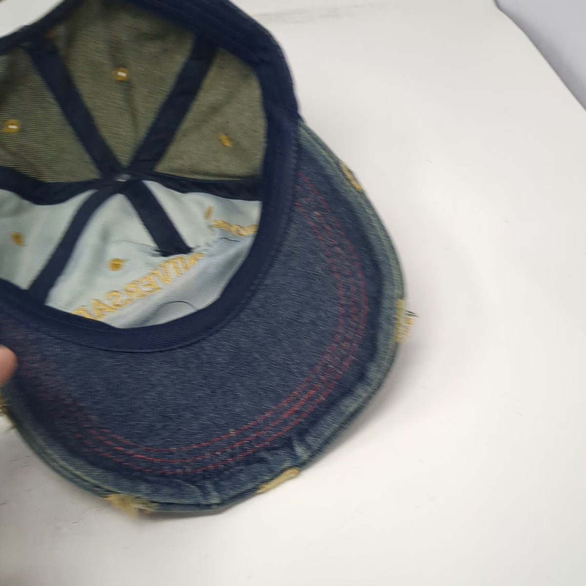 Blue 5 Panel One Size American Flag 250th Anniversary Frayed Denim USA 1776 Hat