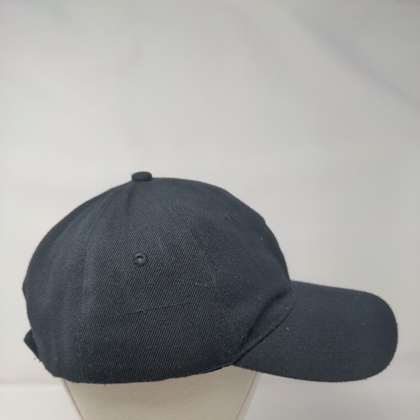 Unbranded Strapback Hat Black One Size Adjustable Vented Holes 6 Panel Blank