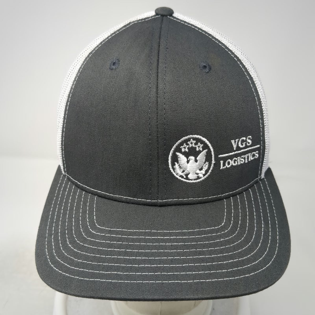 Richardson Trucker Hat Gray One Size VGS Logistics Eagle Logo Snapback Mesh