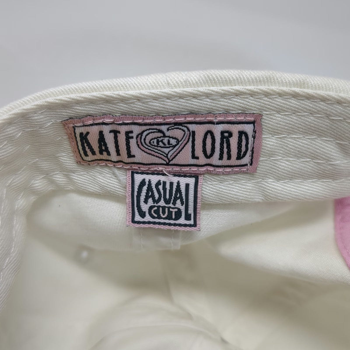Kate Lord Baseball Cap White One Size Grand Canyon Pink Heart Trim Slideback Hat