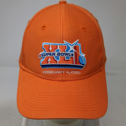 Reebok NFL Super Bowl XLI 2007 Orange One Size Baseball Cap Hat Strapback Cotton