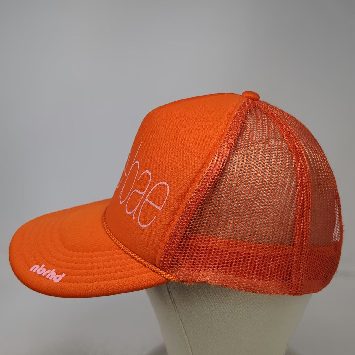 Neighborhood Laguna Trucker Hat Orange One Size Barre-Bae Mesh Snapback nbrhd