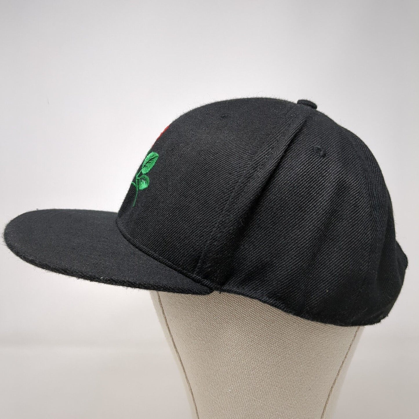 Red Rose Snapback Hat Black OSFA Adjustable Embroidered Aung Crown