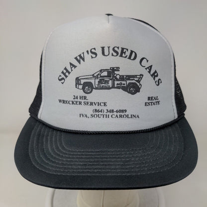 Shaw's Used Cars Snapback Mesh Back Trucker Hat Black OSFA Colorblock