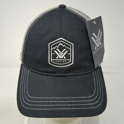 Vortex Trucker Hat Black Gray One Size Mesh Snapback Mountain Logo Patch Brim
