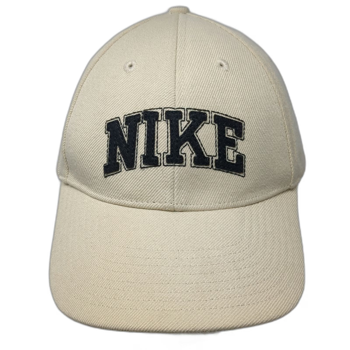 Nike Baseball Cap Beige Vintage Arched Embroidered Logo Strapback Hat Swoosh