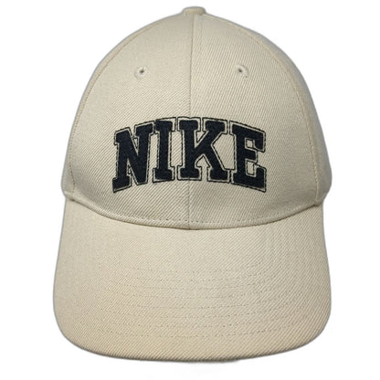 Nike Baseball Cap Beige Vintage Arched Embroidered Logo Strapback Hat Swoosh