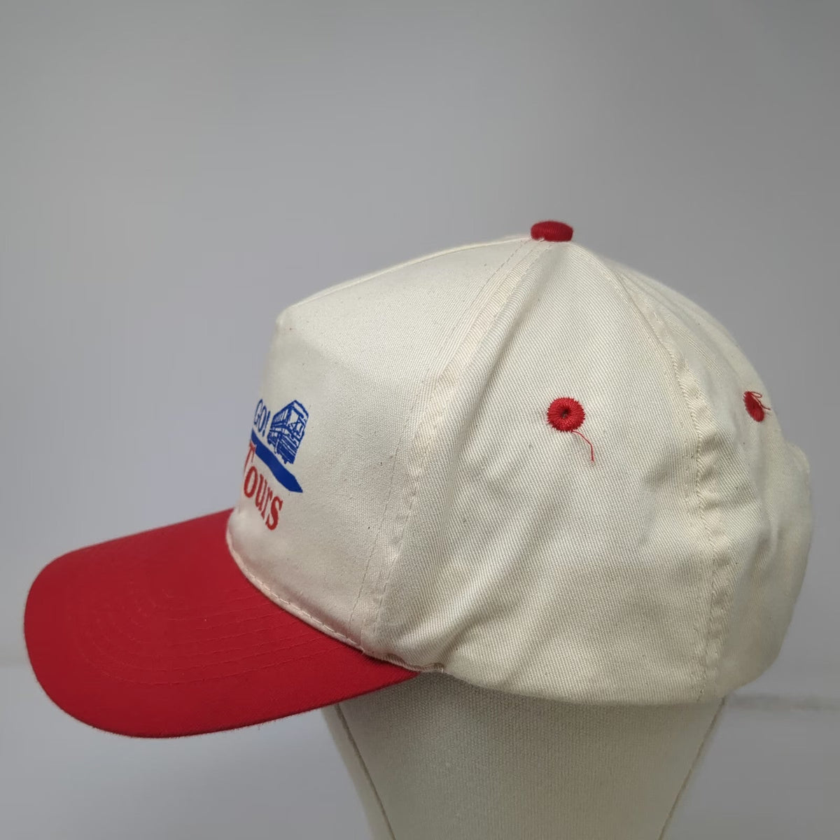 Otto 5 Panel White Red Hat One Size Snapback JuMa Tours Bus Graphic Print Logo