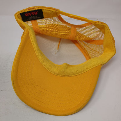 Otto Trucker Hat Yellow OSFM Mesh Back Snapback Live Swell Coffee Truck Graphic