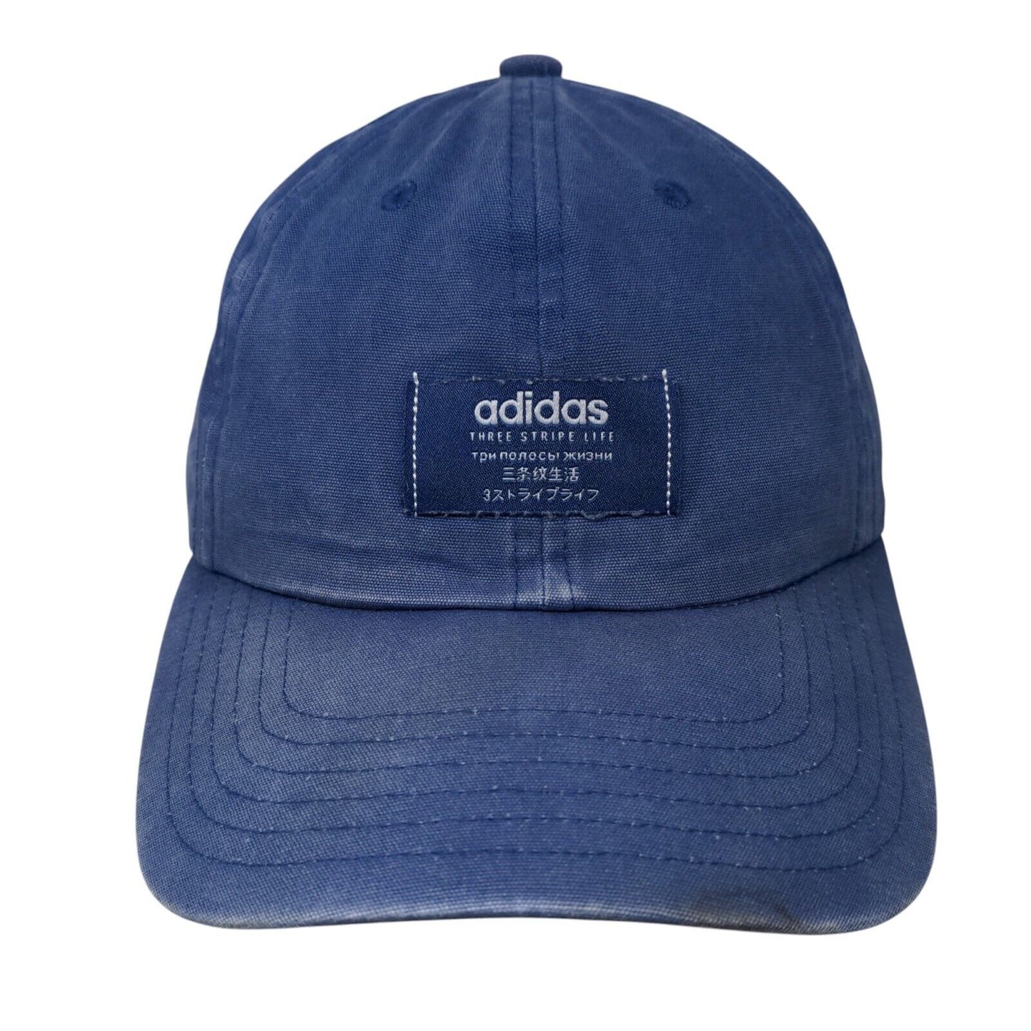 Adidas Three Stripe Life Slideback Hat Blue One Size Climalite 6 Panel