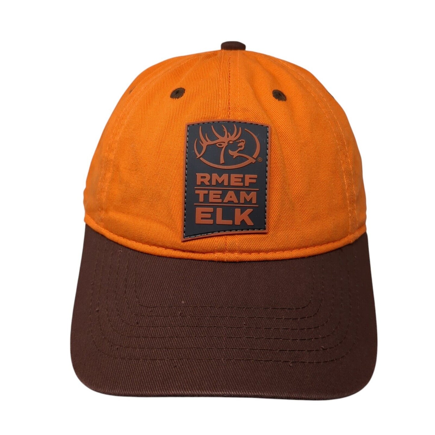 RMEF Team Elk Patch Strapback Hat Orange One Size Adjustable Rymaco