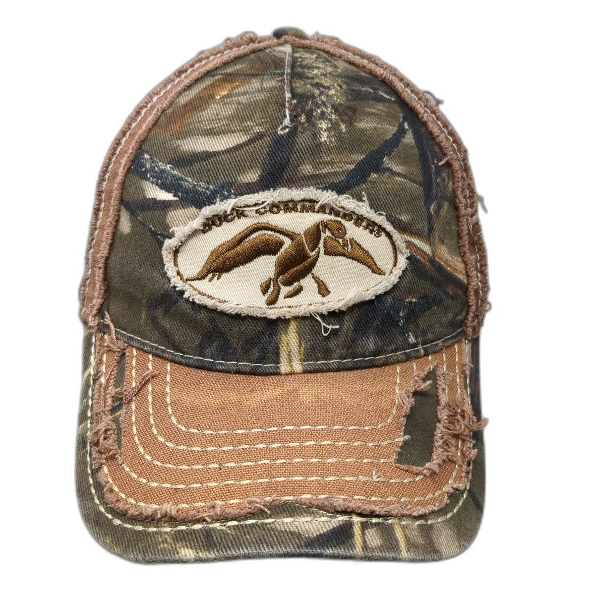 Duck Commander 5 Panel Green Camo One Size Distressed Strapback Hunting Hat