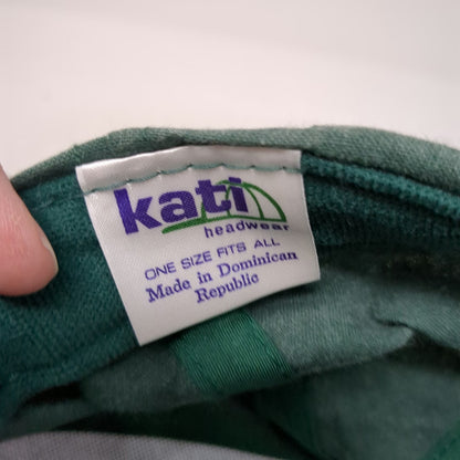 Kati 5 Panel Green Beige One Size International Paper Logo Slideback Hat Canvas