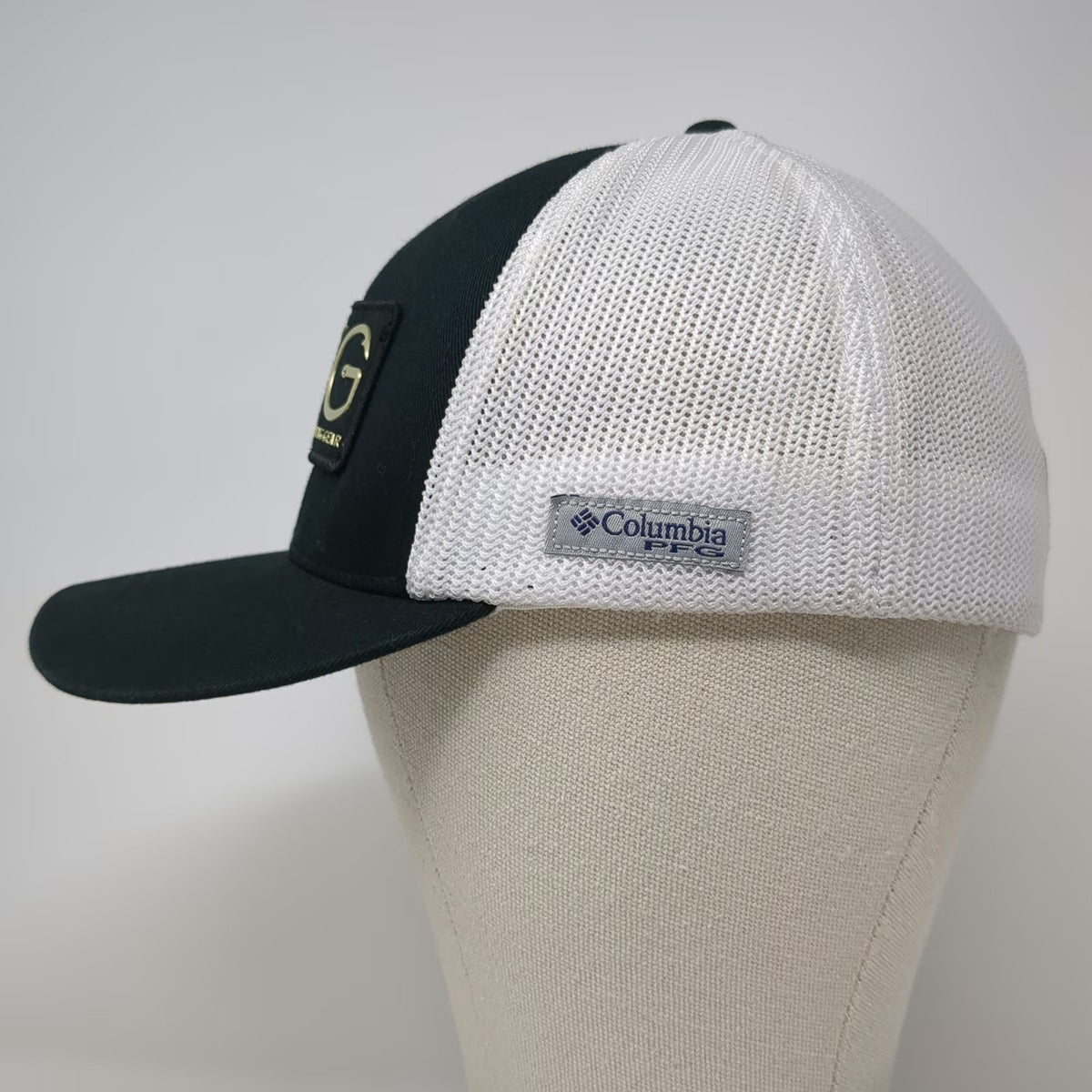 Columbia Baseball Cap Black White One Size PFG Mesh Back Flexfit Fishing Hat