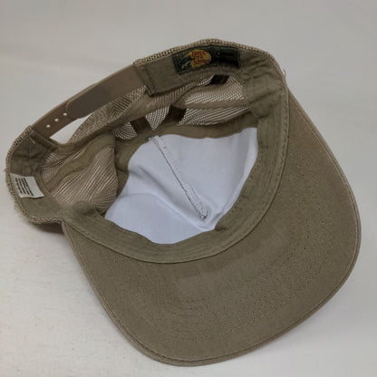 Bass Pro Shops Snapback Trucker Hat Tan OSFM Adjustable Mesh Back Gone Fishing