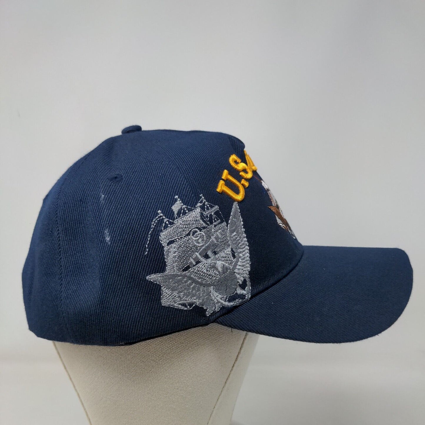 U.S. Navy Strapback Hat Blue One Size Embroidered Vented Holes August Sport