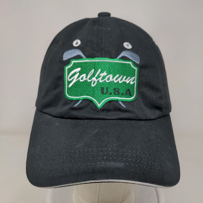 Golftown USA Spin Doctor Strapback Hat Black One Size Adjustable Embroidered