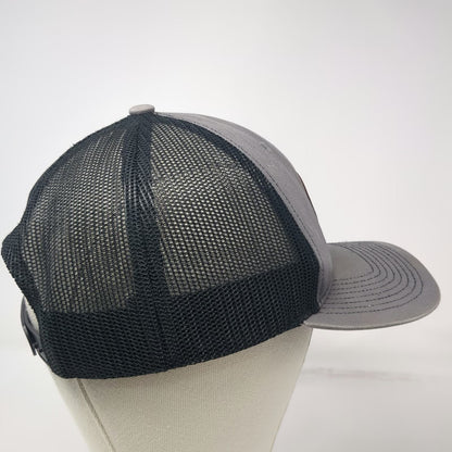 Outdoor Cap Trucker Hat Gray Black One Size Leather Patch Mesh Back Snapback