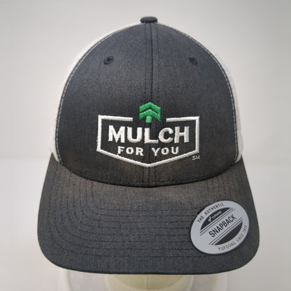Mulch For You Snapback Trucker Hat Gray One Size Mesh Back Yupoong