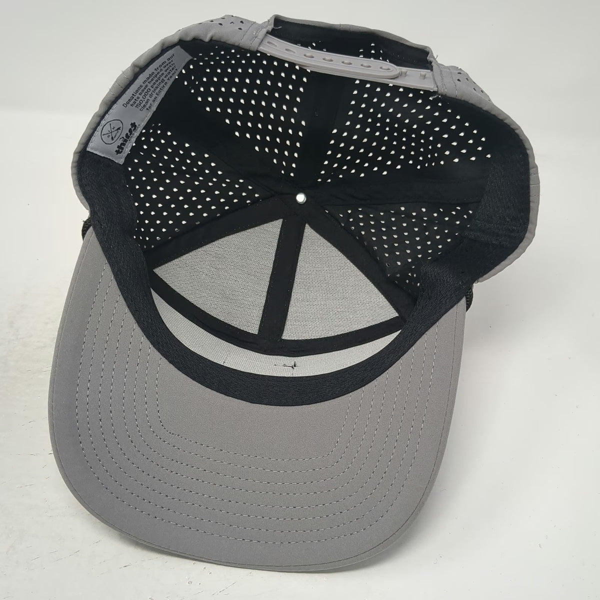 Six Hats Trucker Hat Gray OSFM Laser Perforated Snapback Rope Brim Performance