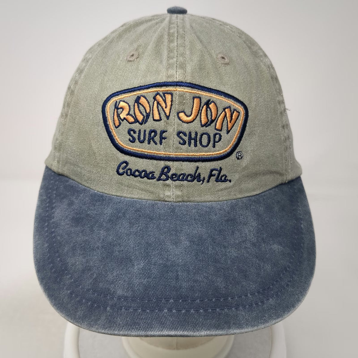 Ron Jon Baseball Cap Green Blue One Size Leather Strapback Cocoa Beach Hat