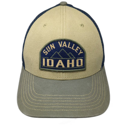 Legacy Sun Valley Idaho Mountain Patch Trucker Hat Beige Blue Gray One Size