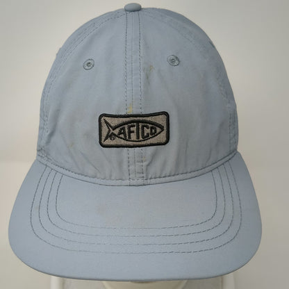 AFTCO Baseball Cap Blue One Size Strapback Nylon Fishing Hat Fish Logo Patch