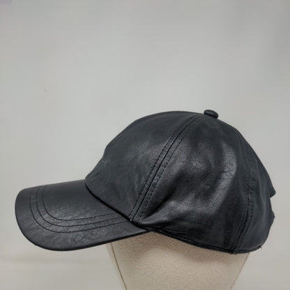 A New Day Faux Leather Slideback Hat Black One Size 6 Panel Blank