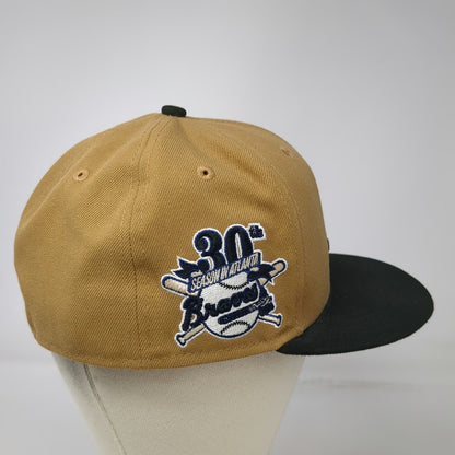 New Era MLB Atlanta Braves Baseball Cap Brown Black 7 1/8 30th Season Patch Hat