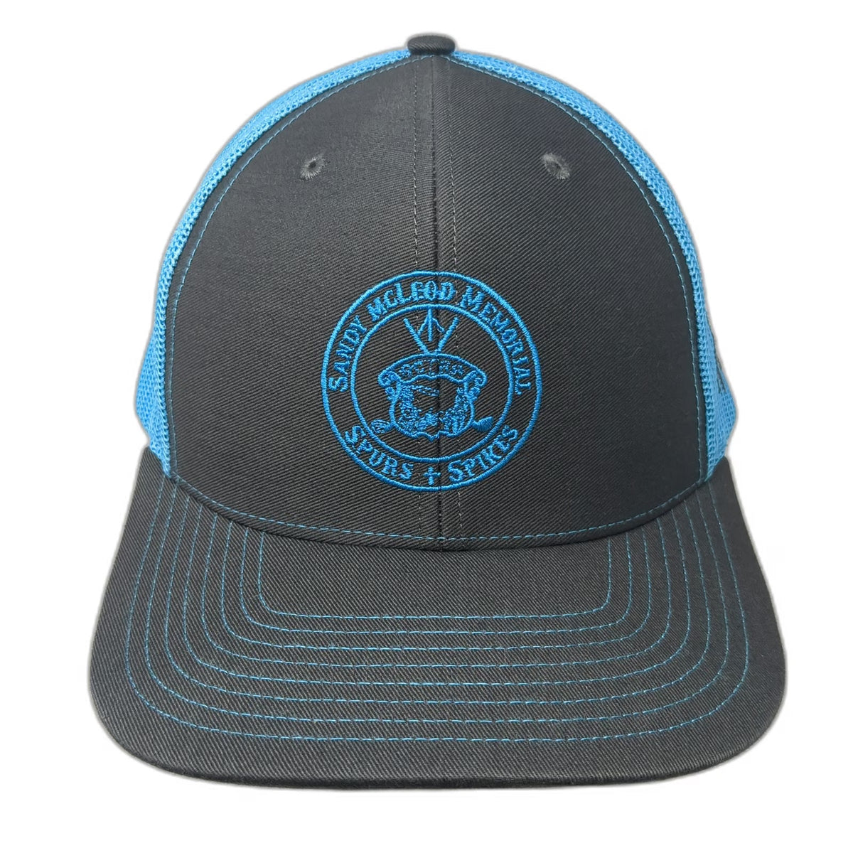 Richardson Trucker Hat Black Blue One Size Sandy McLeod Spurs Spikes Mesh Hat