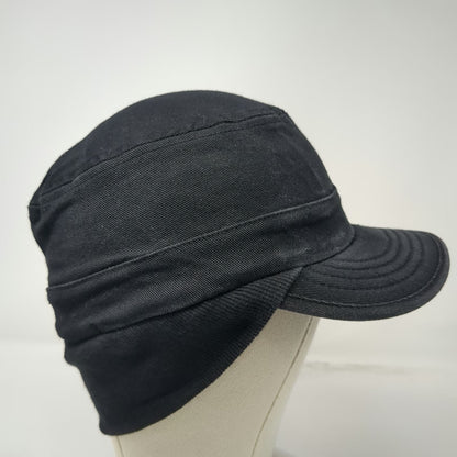 Quiksilver Army Cap Black One Size Hat Side Logo Patch Flat Brim Cotton Twill