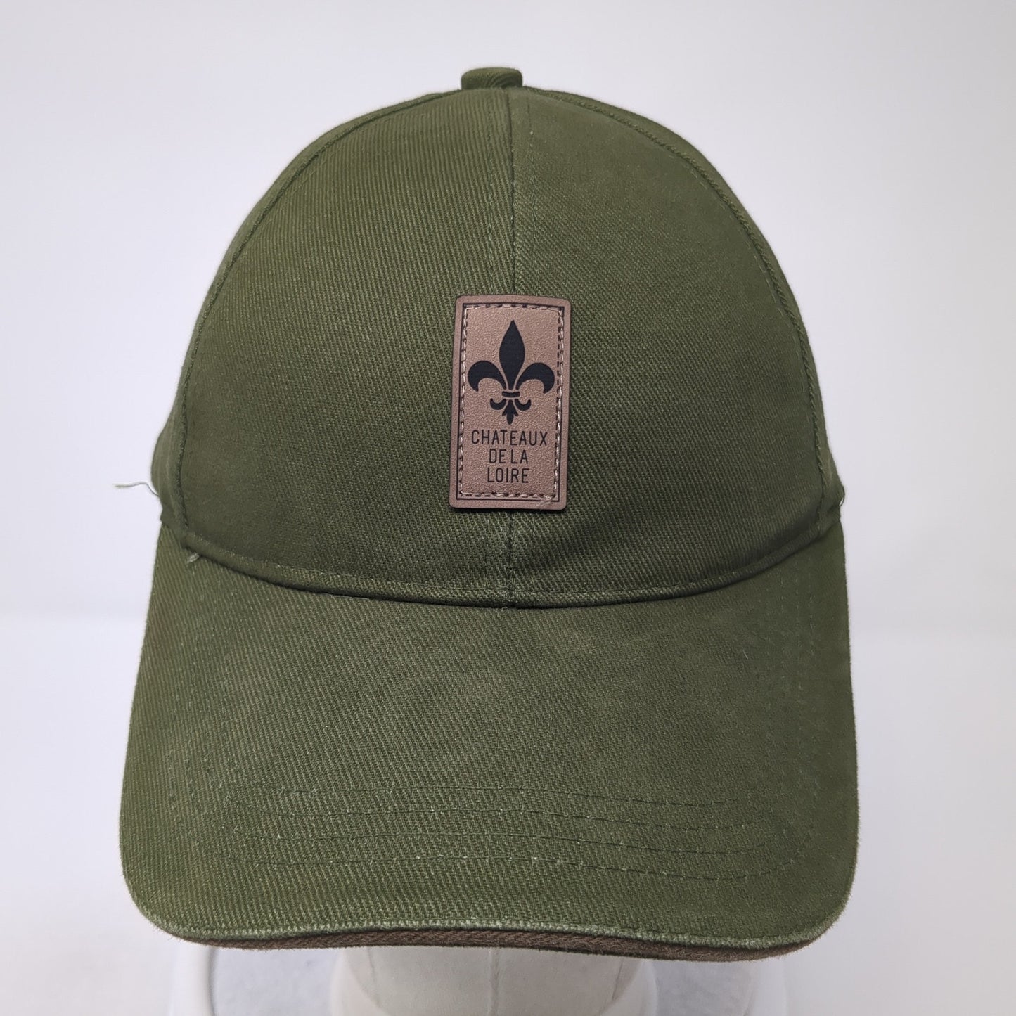 Chateaux De La Loire Slideback Hat Green One Size Solid Leather Patch