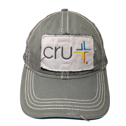 Cru Since 1951 Strapback Trucker Hat Gray OS Adjustable Mesh Back Distressed