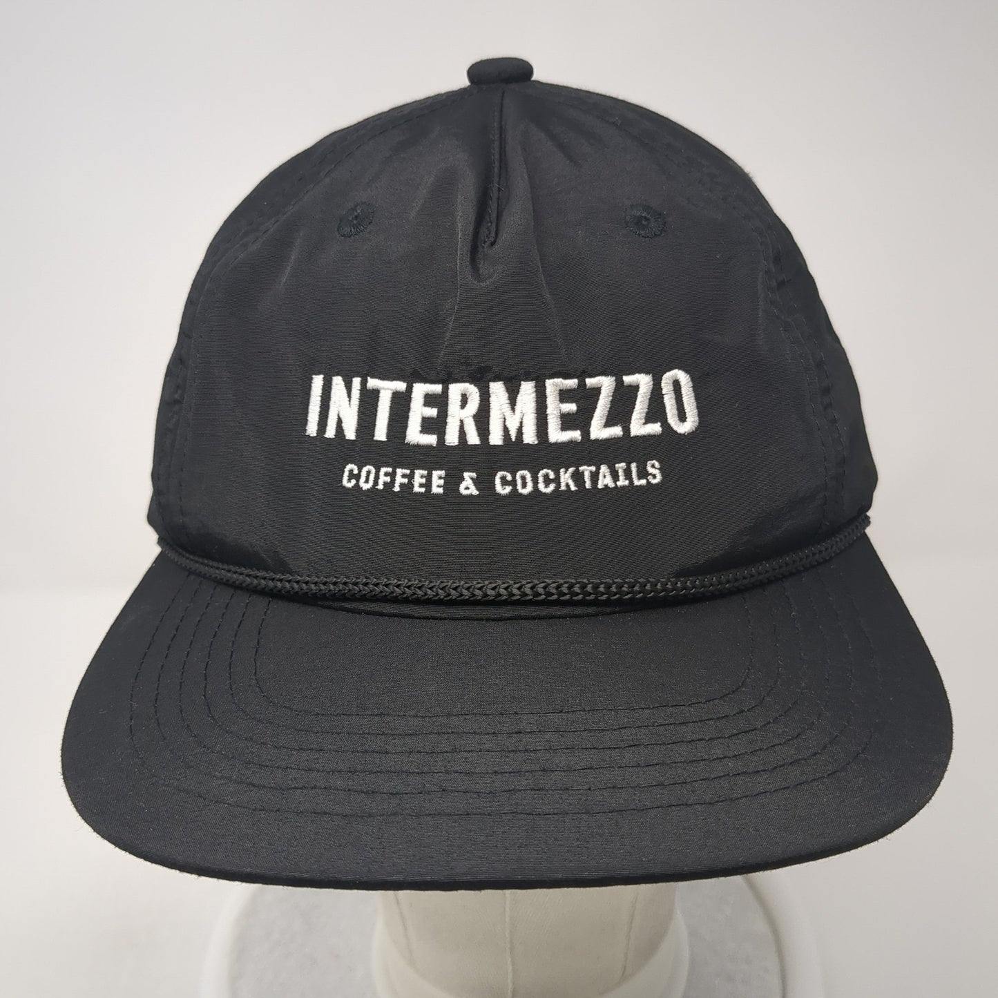 Intermezzo Coffee & Cocktails Snapback Hat Black One Size Adjustable Embroidered