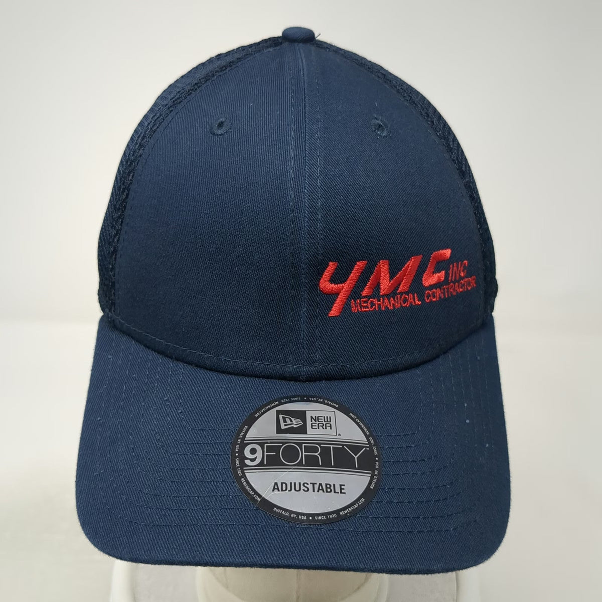 New Era Trucker Hat Blue One Size YMC Inc Mechanical Contractor Mesh Snapback