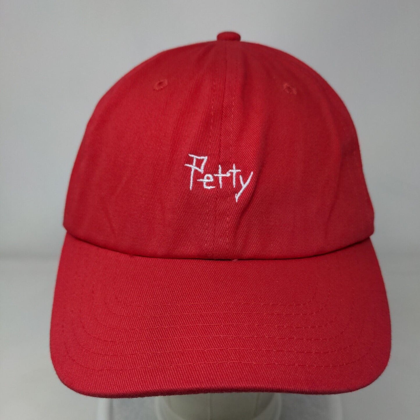 Petty Slideback Hat Red OSFM Adjustable Embroidered 6 Panel Twill Cotton