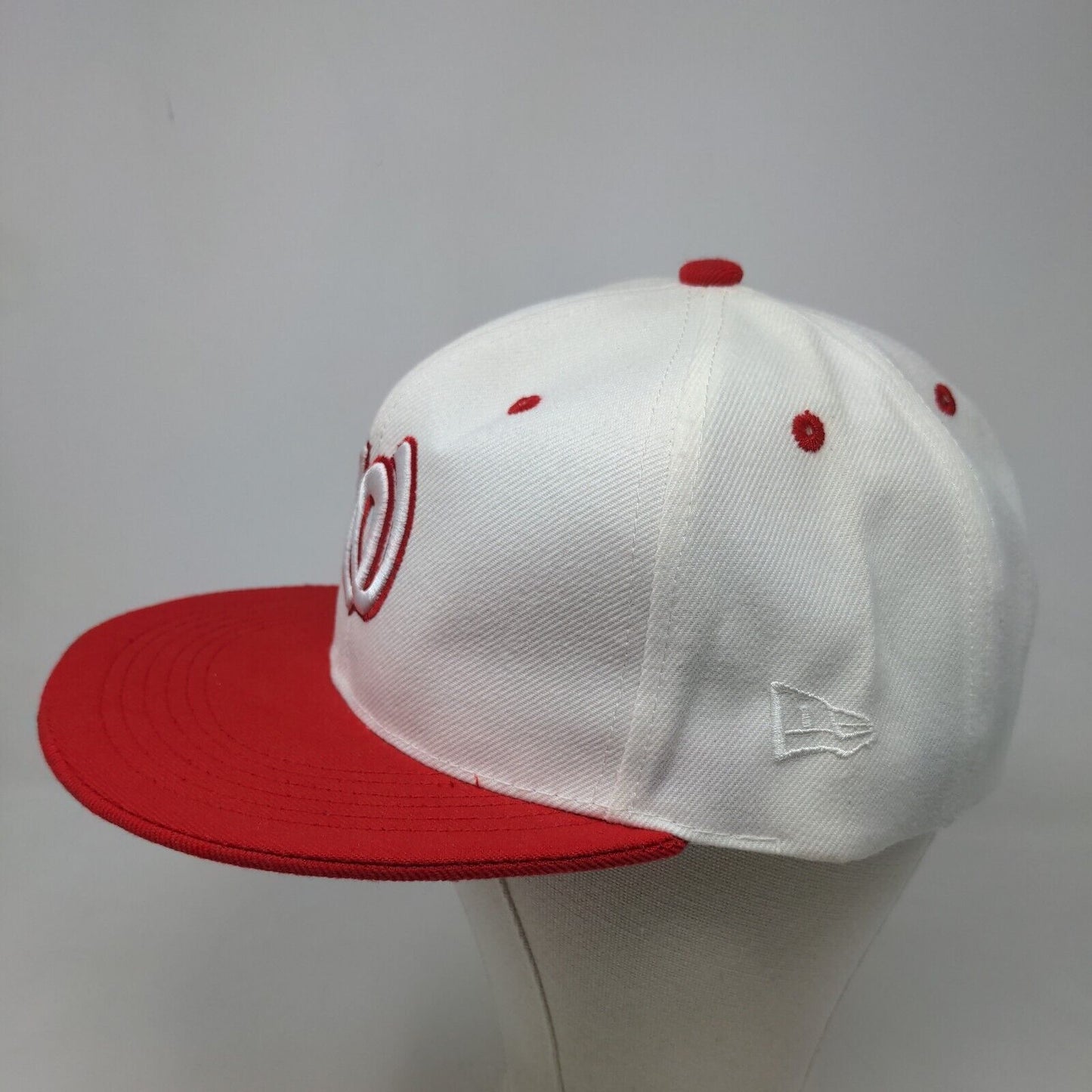 Premium Headwear Men's Snapback Trucker Hat White Red Embroidered Logo