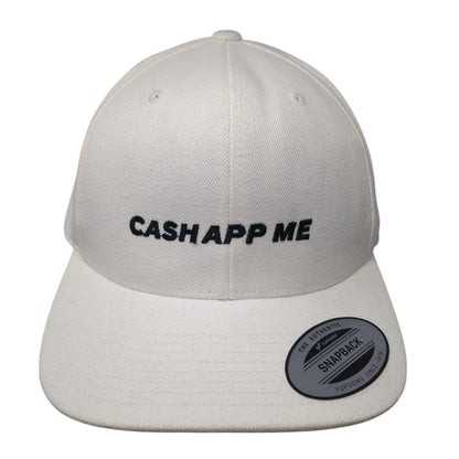 Cash App Me Snapback Hat White One Size Adjustable Embroidered Classics Yupoong