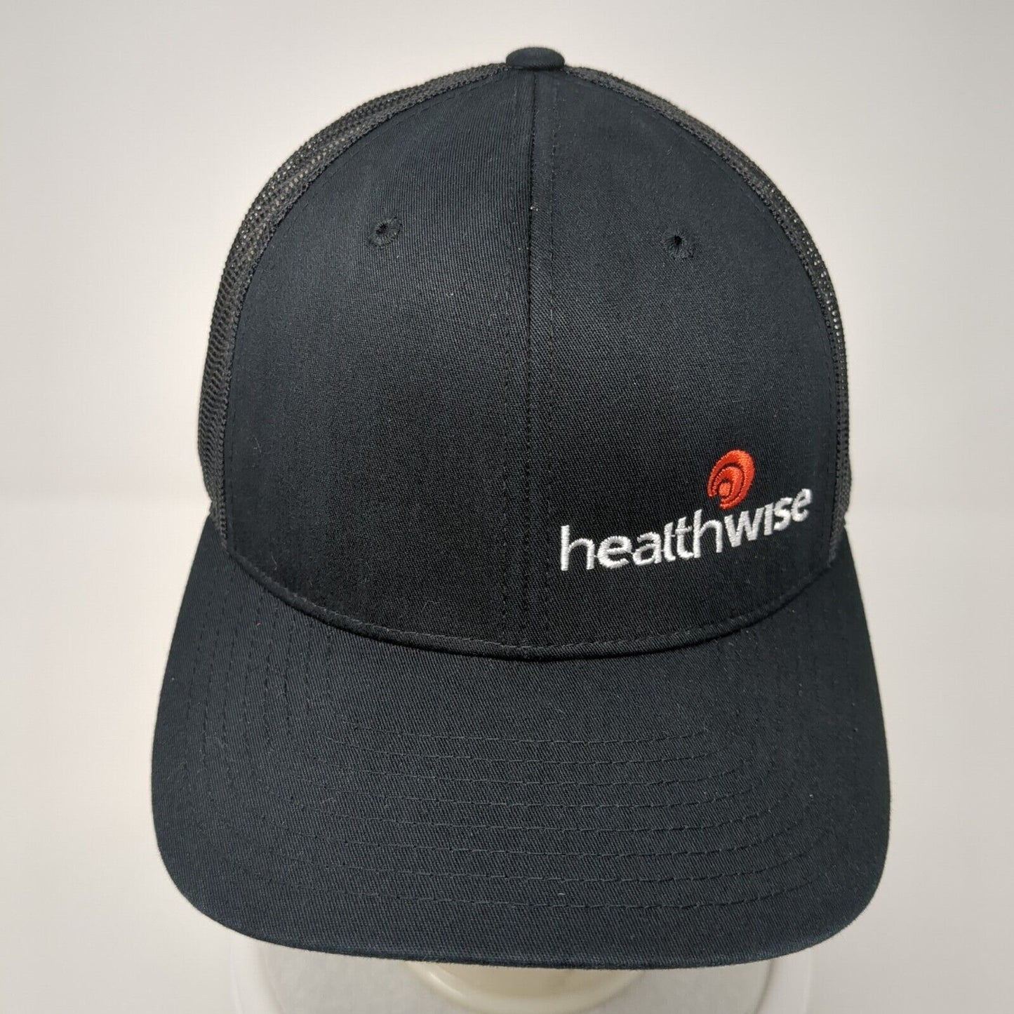 Healthwise Snapback Mesh Back Trucker Hat Black One Size Solid 6 Panel