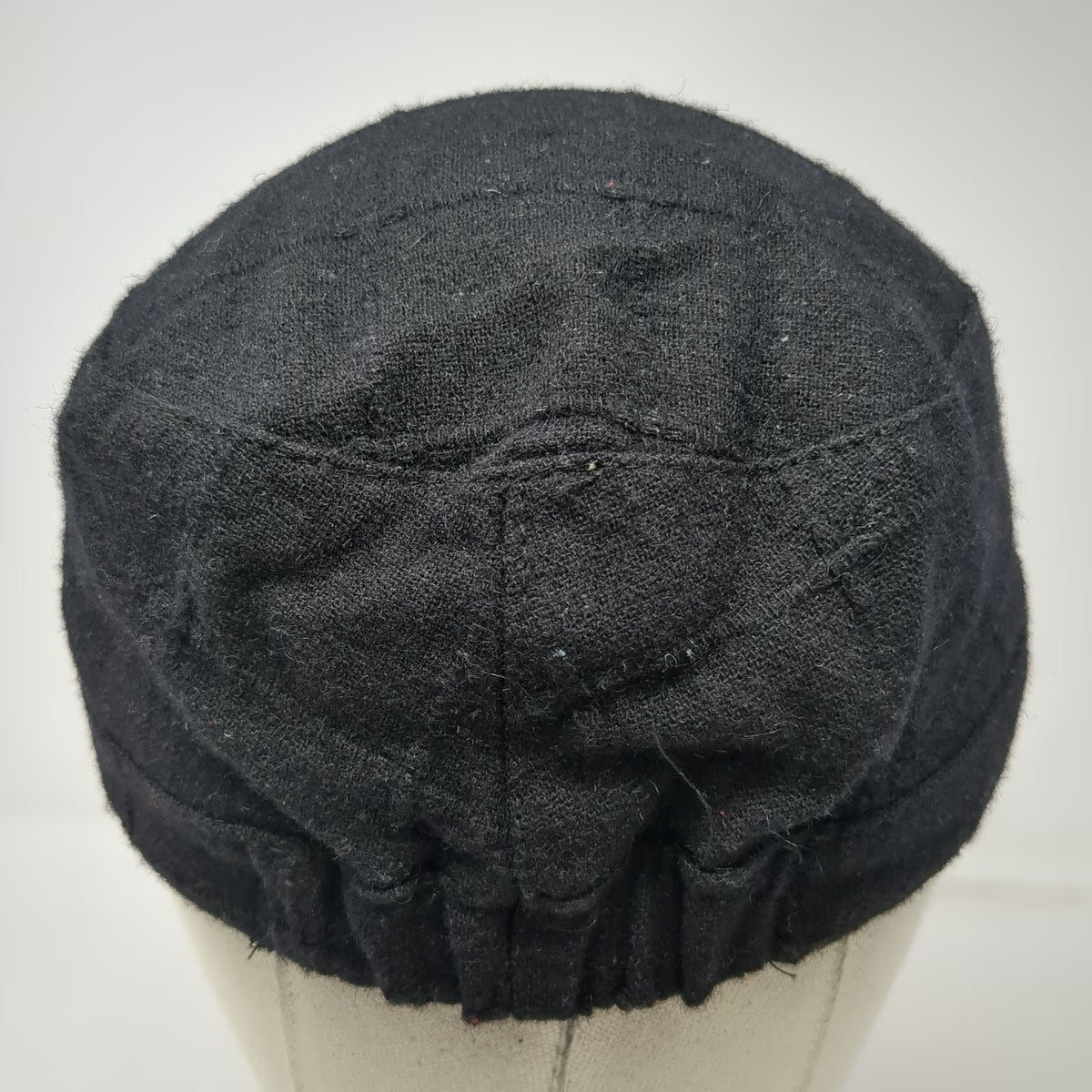 D&Y Army Cap Black One Size Wool Blend Decorative Buttons Elastic Back Hat Cadet