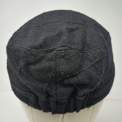 D&Y Army Cap Black One Size Wool Blend Decorative Buttons Elastic Back Hat Cadet