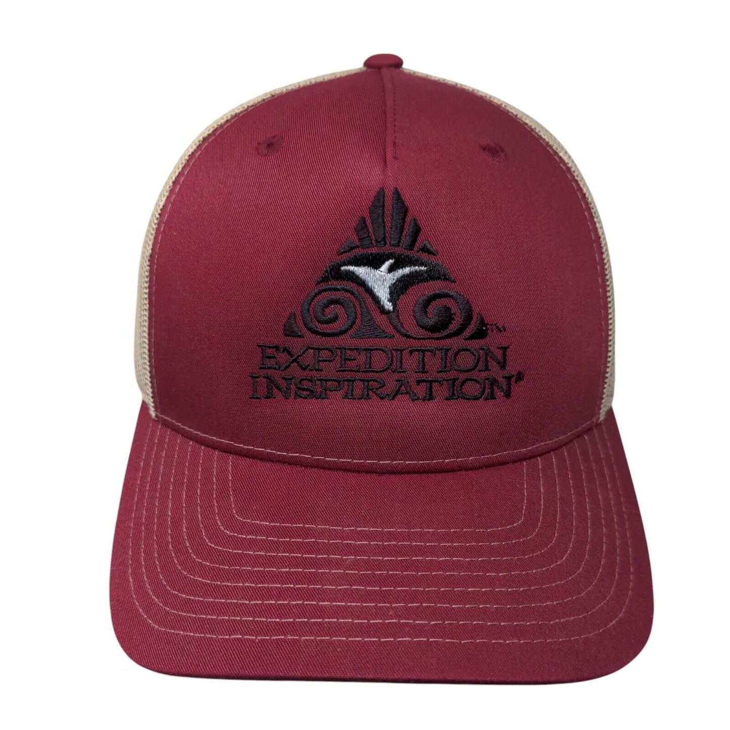 Expedition Inspiration Snapback Trucker Hat Red One Size Mesh Back