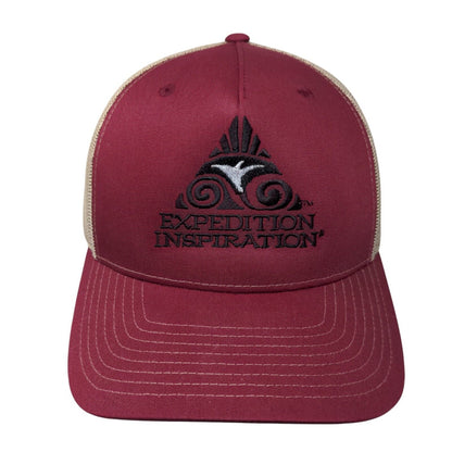 Expedition Inspiration Snapback Trucker Hat Red One Size Mesh Back