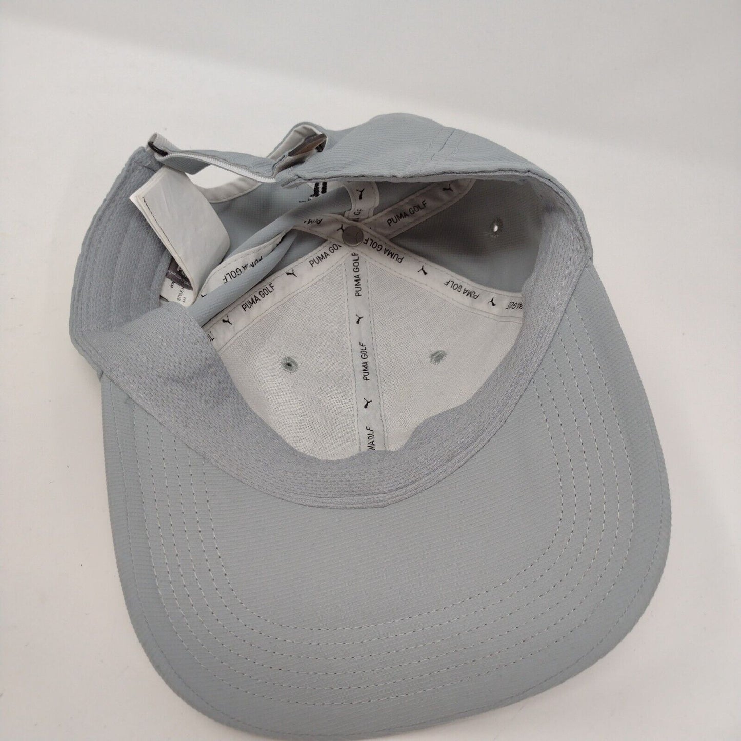 PUMA Golf Strapback Hat Gray OSFA Adjustable Solid 6 Panel Vent Holes