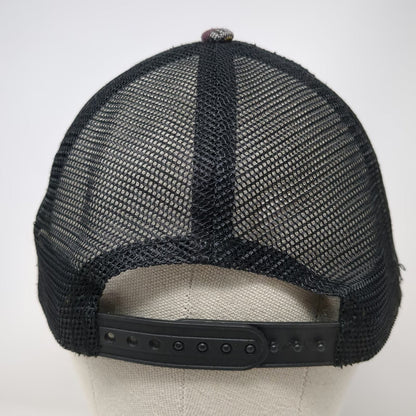 Trucker Hat Black Multi One Size Mesh Back Snapback Striped Woven Pattern Hat