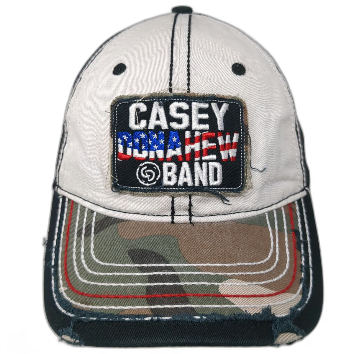 BV3 Casey Donahew Band Baseball Cap White OSFM Texas Flag Camo Distressed Hat