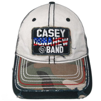 BV3 Casey Donahew Band Baseball Cap White OSFM Texas Flag Camo Distressed Hat
