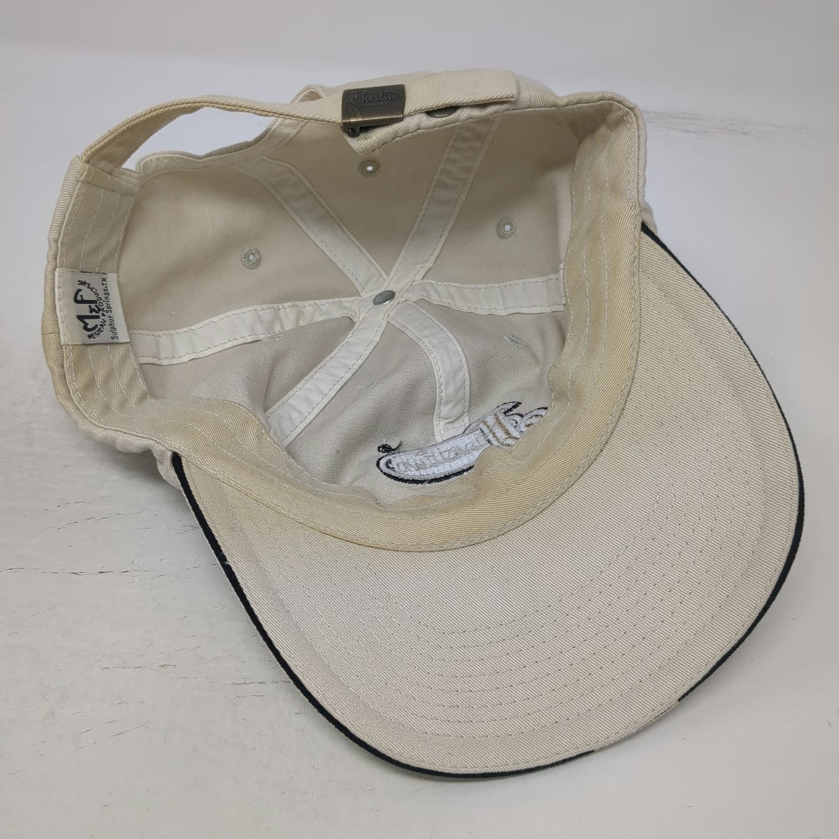 Justin Boots Baseball Cap Beige One Size Slideback Cotton Logo Hat Curved Brim