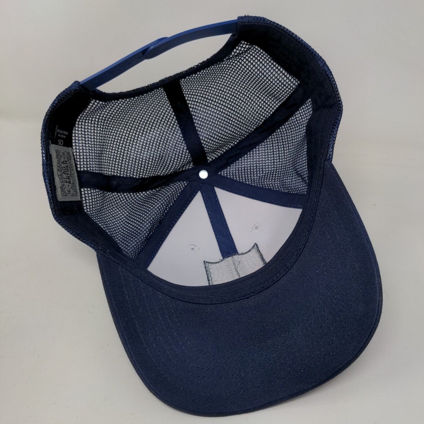 Flag & Anthem Snapback Trucker Hat Blue One Size Adjustable Mesh Back 6 Panel